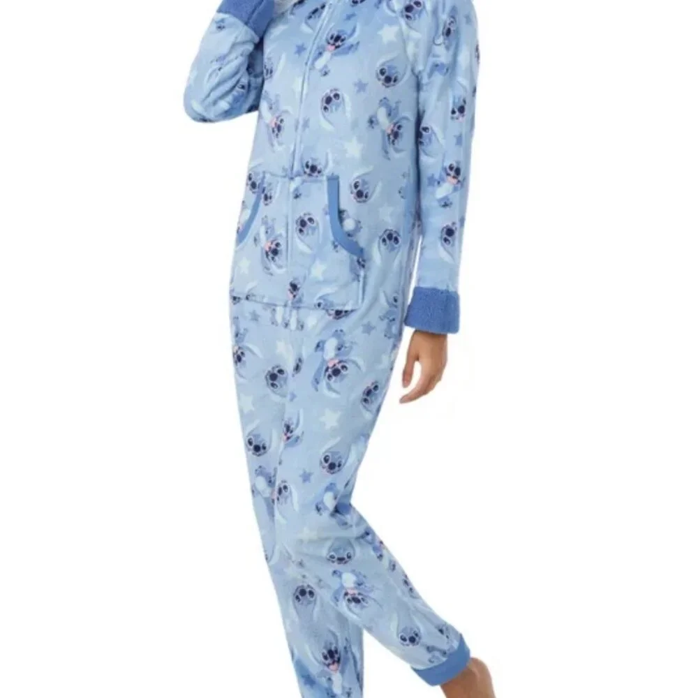 Lilo & Stitch Blue Character Women’s One-Piece Pajama - Picture 2 of 4